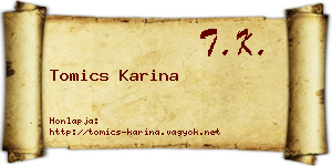Tomics Karina névjegykártya